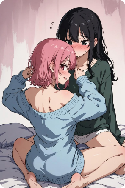 light-blue-dark-green-sweater-lesbian-scene