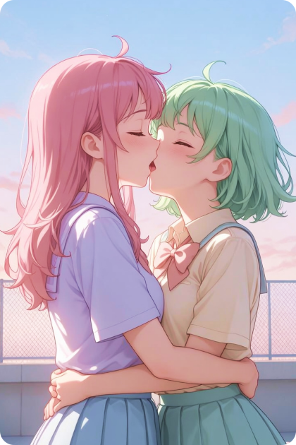 pastel-sky-schoolgirls-kissing-lesbian-scene